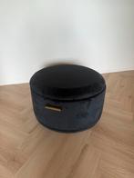 Mooie zwarte velvet poef rond met gouden handvat, Ophalen, Zo goed als nieuw, Rond, Minder dan 50 cm