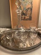 Verzilverd dienblad met glaasjes en karaf, Ophalen of Verzenden