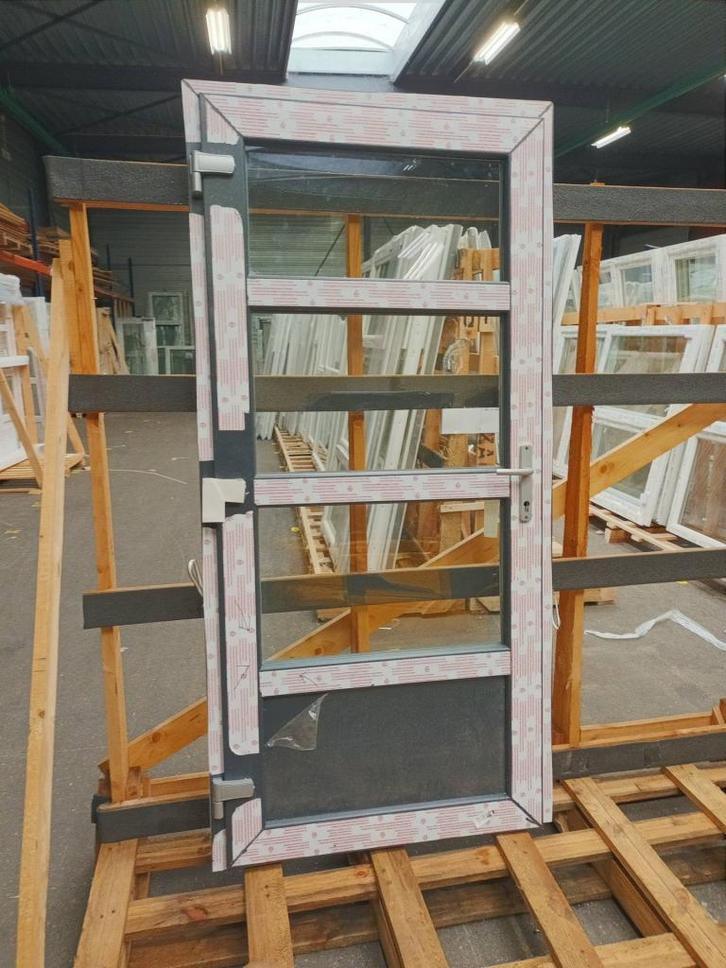 Kunststof Buitendeur  b98 x h204 cm Antraciet   -2240-, Doe-het-zelf en Verbouw, Deuren en Horren, Gebruikt, Buitendeur, 200 tot 215 cm