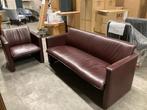 2,5 zitsbank en fauteuil echt leer bordeaux rood SAMEN  €220, Huis en Inrichting, Banken | Bankstellen, 150 tot 200 cm, Driepersoons