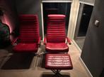Fauteuils (2x) incl Hocker (1x), Ophalen, Gebruikt, Leer