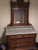 antieke commode marmeren blad en spiegel, Huis en Inrichting, Ophalen, Gebruikt, 100 tot 150 cm, 5 laden of meer