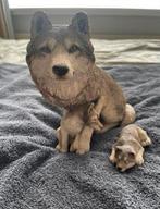 Wolvenbeeld - moeder met 2 welpen, Verzamelen, Beelden en Beeldjes, Ophalen of Verzenden, Zo goed als nieuw, Dier