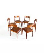Set van 6 eetkamerstoelen, Henning Kjærnulf ‘60, Hout, Ophalen of Verzenden, Zo goed als nieuw, Vijf, Zes of meer stoelen
