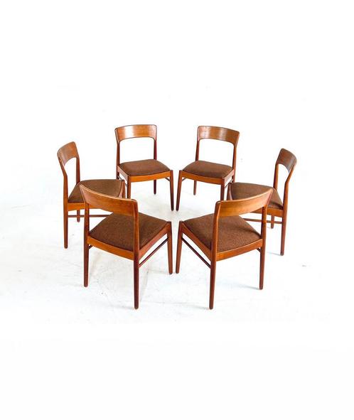 Set van 6 eetkamerstoelen, Henning Kjærnulf ‘60, Huis en Inrichting, Stoelen, Zo goed als nieuw, Vijf, Zes of meer stoelen, Hout