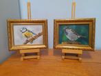 Partij 16 schilderij mus en pimpelmees met lijst -eigen werk, Ophalen of Verzenden