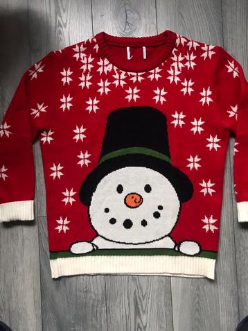 Z.g.a.n rode Kerst Trui met Sneeuwpop en sterren maat L/XL beschikbaar voor biedingen