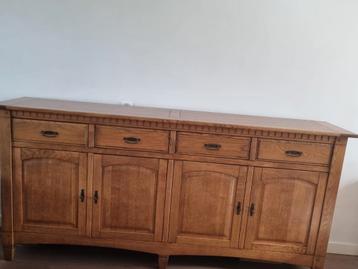 Blank eiken antiek dressoir + bijpassende spiegel  beschikbaar voor biedingen