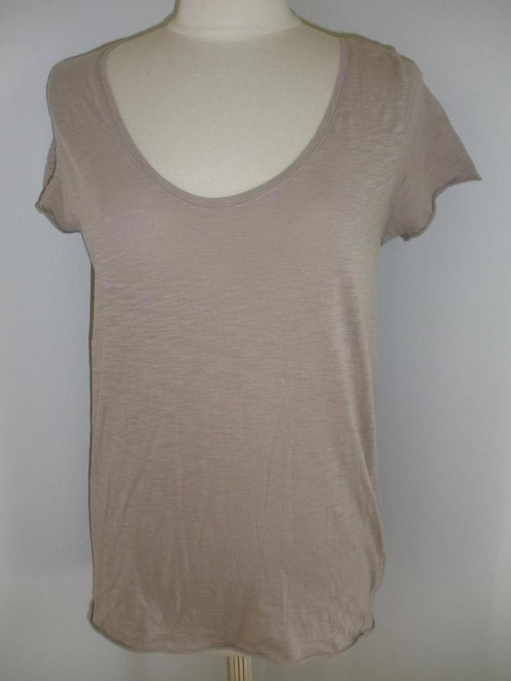 H&M t- shirt zand bruin maat M, Kleding | Dames, T-shirts, Zo goed als nieuw, Maat 38/40 (M), Bruin, Korte mouw, Ophalen of Verzenden