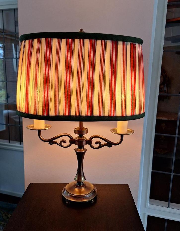 Leuk echt oude bouillotte lampje met nieuw hand-beklede kap, Antiek en Kunst, Antiek | Lampen, Ophalen