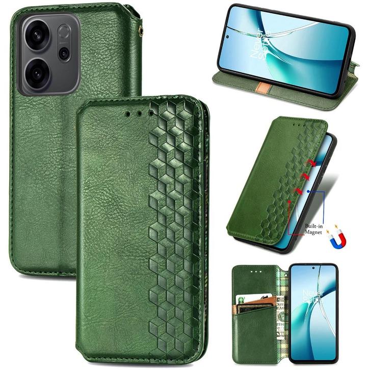 Luxe PU Lederen Wallet Case Set voor Reno 14 F/FS 5G _ Groen, Telecommunicatie, Mobiele telefoons | Hoesjes en Frontjes | Overige merken