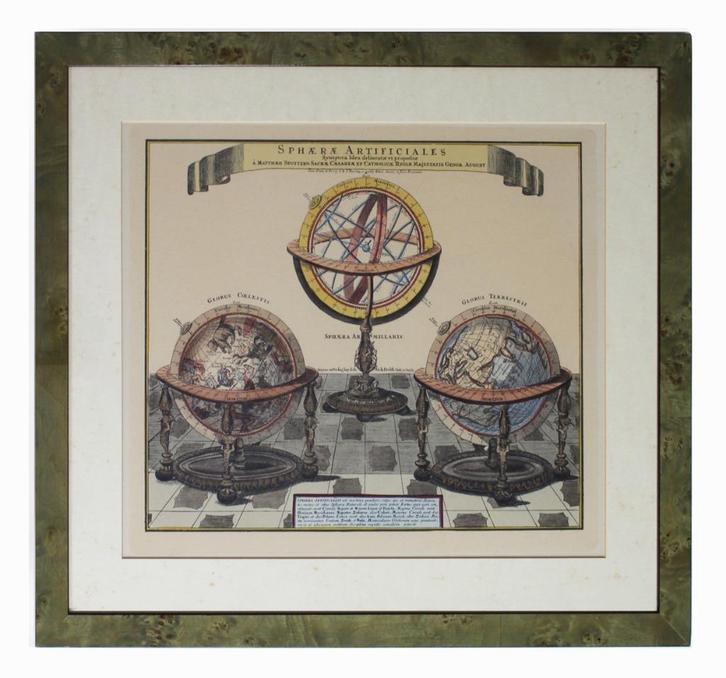 cartografie - ingelijste kopergravure - facsimile, Boeken, Atlassen en Landkaarten, Zo goed als nieuw, Landkaart, Voor 1800, Ophalen