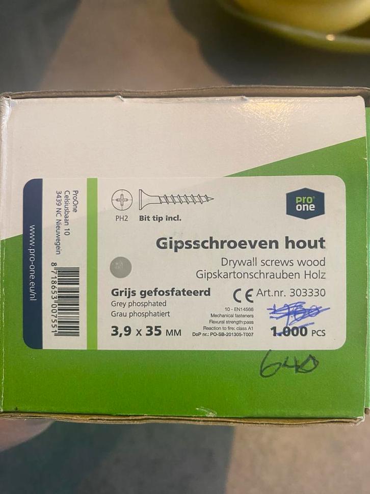 Gipsplaatschroeven voor hout 3,935 mm – grijs, Doe-het-zelf en Verbouw, IJzerwaren en Bevestigingsmiddelen, Zo goed als nieuw