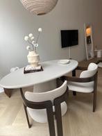 Japandi eetkamerstoelen, Huis en Inrichting, Stoelen, Ophalen, Zo goed als nieuw, Bruin, Stof