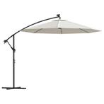 Zweefparasol met LED-verlichting en metalen paal 300 cm zand, Tuin en Terras, Parasols, Nieuw, Zweefparasol, Ophalen of Verzenden