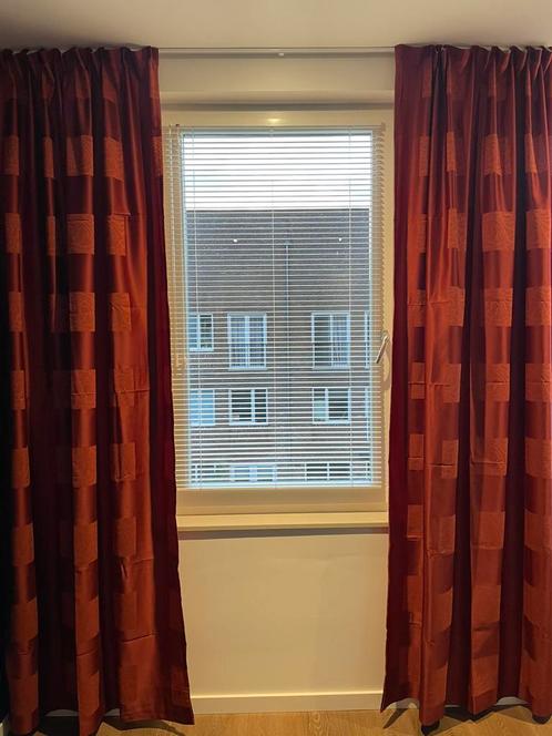Mooie overgordijnen, warm rood, set van 2 stuks, Huis en Inrichting, Stoffering | Gordijnen en Lamellen, Gebruikt, 200 cm of meer