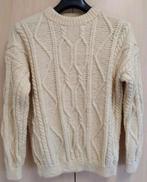Vintage 100% Wol handknitted kabel trui L 42 Ercu, Verzenden, Wit, Maat 42/44 (L), Zo goed als nieuw