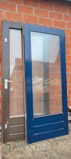 dubbele tuindeur achterdeur glas hardhout massief, Gebruikt, 150 tot 225 cm, Inclusief glas, Hout