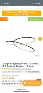 Design hanglamp brons 72cm, Huis en Inrichting, Lampen | Hanglampen, Ophalen, Zo goed als nieuw