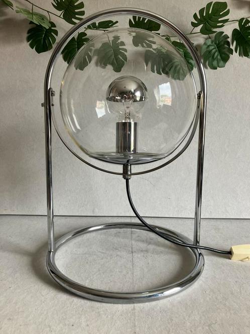 Space Age Ball tafellamp in glas en metaal, jaren 70 Staff, Huis en Inrichting, Lampen | Tafellampen, Gebruikt, Minder dan 50 cm