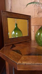 Vintage spiegel in eikenhouten lijst, subtiel gestoken hout, Minder dan 50 cm, Gebruikt, Vintage, Ophalen of Verzenden