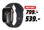 APPLE Watch Series 9 Cellular 41 mm Grafiet RVS, Apple Watch ⌚️, Zwart, IOS, Nieuw