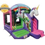 Springkussen Unicorn met glijbaan (20% korting bij zelf afha, Ophalen of Verzenden, Zo goed als nieuw