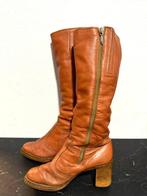 YV3119: Vintage 70/80s leather boots laarzen Size: 37, Gedragen, Vintage, Ophalen of Verzenden, Hoge laarzen