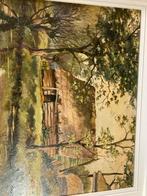 Schilderij van een landelijk tafereel j de boer 1947, Ophalen of Verzenden