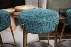 4 leuke ronde barkrukken LOKVA Light & Living metaal & stof, Ophalen, Met voetsteun, 60 tot 90 cm, Zo goed als nieuw