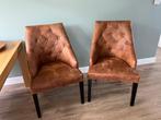 4 stuks Comfortabele eetkamerstoelen (cognackleur), Bruin, Leer, Ophalen of Verzenden, Zo goed als nieuw