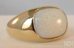 Kostbare nieuwe gouden HEREN ring met witte Opaal, Nieuw, 18 tot 19, Goud, Met edelsteen
