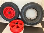 Banden en velgen voor kruiwagen - Lees en zie foto’s, Tuin en Terras, Kruiwagens, Ophalen of Verzenden, Zo goed als nieuw, Handmatig