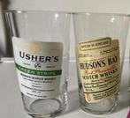2 Glazen van Usher’s blender + Hudson’s bay scotch whisky, Ophalen of Verzenden, Zo goed als nieuw, Borrel- of Shotglas