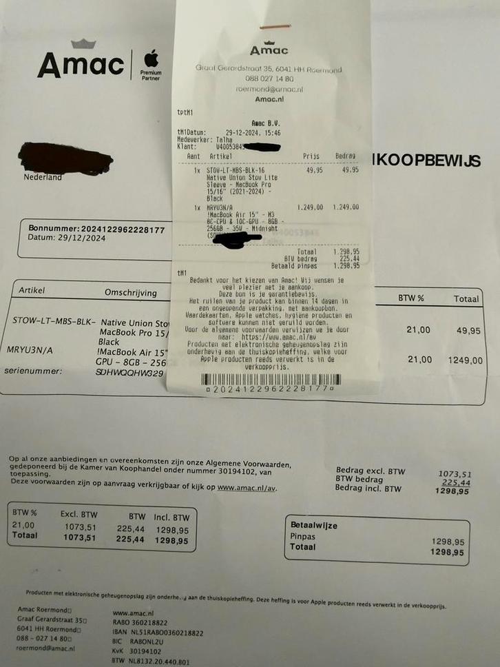 MacBook air 2024 15.3 inch M3 8gb 256ssb met garantie, Computers en Software, Apple Macbooks, Zo goed als nieuw, MacBook Air, 15 inch