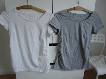 Esmara - wit + grijs zwangerschaps shirt maat M beschikbaar voor biedingen