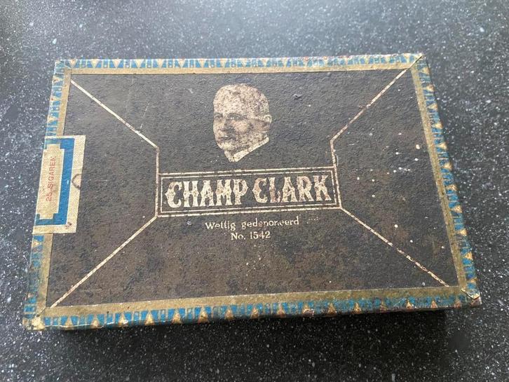 Oud metalen blikken sigaren blik trommel Champ Clark, Antiek en Kunst, Curiosa en Brocante, Ophalen of Verzenden