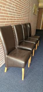 4 eetkamerstoelen, Ophalen, Gebruikt, Bruin, Hout