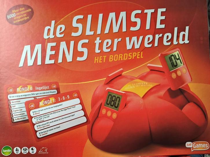 De Slimste Mens ter Wereld - Bordspel, Hobby en Vrije tijd, Gezelschapsspellen | Bordspellen, Zo goed als nieuw, Drie of vier spelers