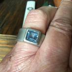 Brede ring met aquamarijn mt 17., Sieraden, Tassen en Uiterlijk, Ringen, Ophalen of Verzenden, Zo goed als nieuw, 17 tot 18, Dame
