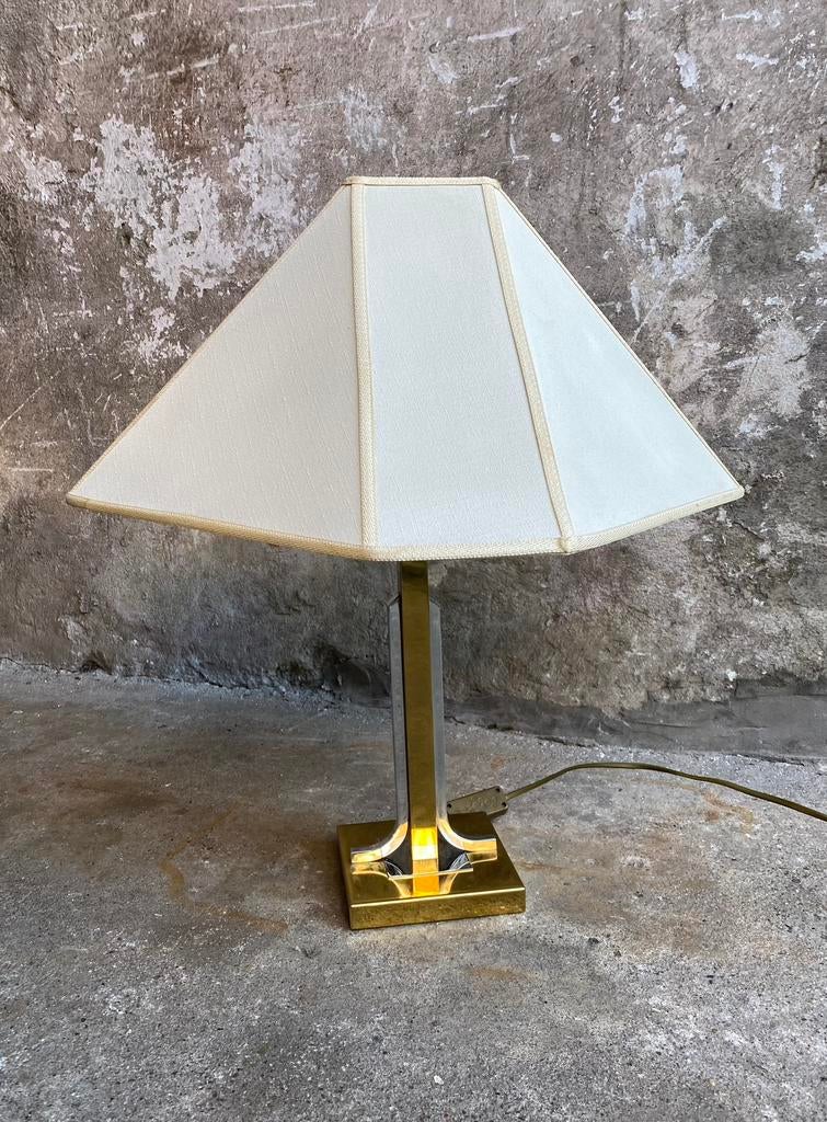 Solken Leuchten messing schemerlamp,  jaren 80, Gebruikt, Ophalen of Verzenden, Solken Leuchten, Stof