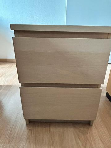 1x 2 lade nachtkastje licht eiken kleur