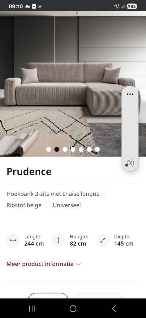 Hoekbank rechts ribstof beige, Huis en Inrichting, Banken | Sofa's en Chaises Longues, Zo goed als nieuw, Vierpersoons of meer