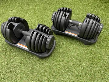 Verstelbare halterset (2 dumbls)–24 kg per st-NIEUW–€220 p/s beschikbaar voor biedingen