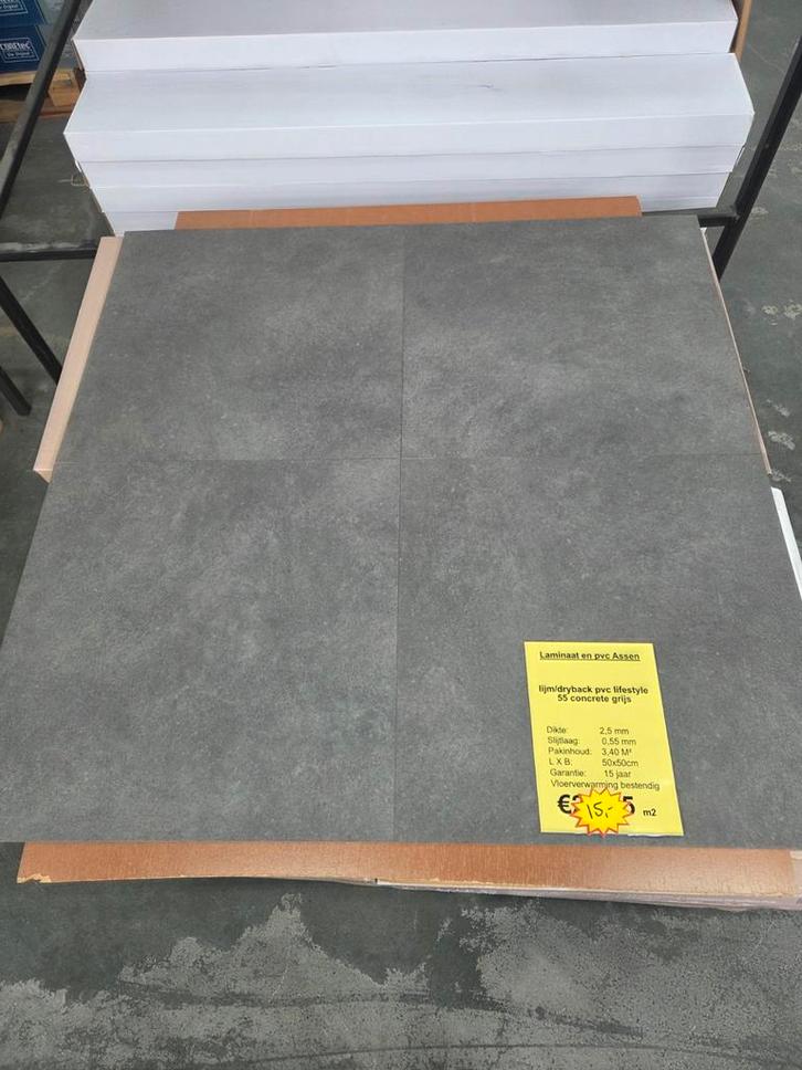 lijm pvc lifestyle 55 concrete grijs 400050717, Huis en Inrichting, Stoffering | Vloerbedekking, Ophalen
