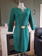 Caroline Biss groen zilver studs gesp jurk M 38 winter, Maat 38/40 (M), Verzenden, Zo goed als nieuw, Knielengte