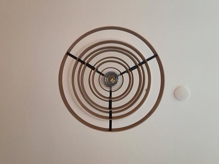 LUXA Hanglamp 7-Rings Walnoot Loods5, Huis en Inrichting, Lampen | Hanglampen, Nieuw, 50 tot 75 cm, Hout, Metaal, Ophalen of Verzenden