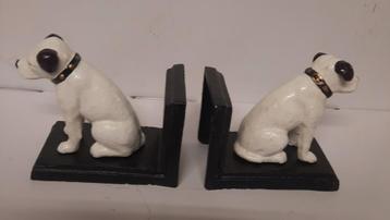 Zware Gietijzeren Boekensteunen His Masters Voice Nipper  beschikbaar voor biedingen