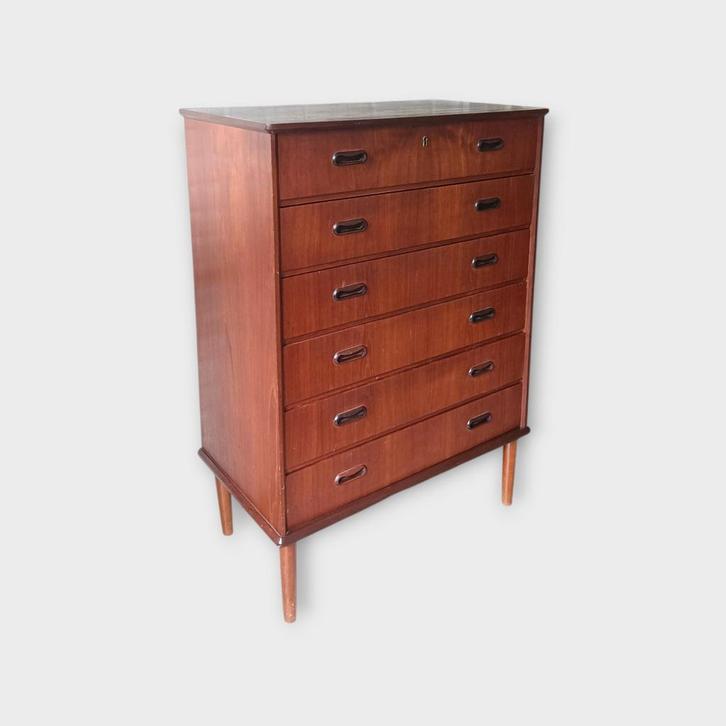 Deense vintage ladekast, Huis en Inrichting, Kasten | Ladekasten, Zo goed als nieuw, Minder dan 100 cm, 50 tot 100 cm, 25 tot 50 cm