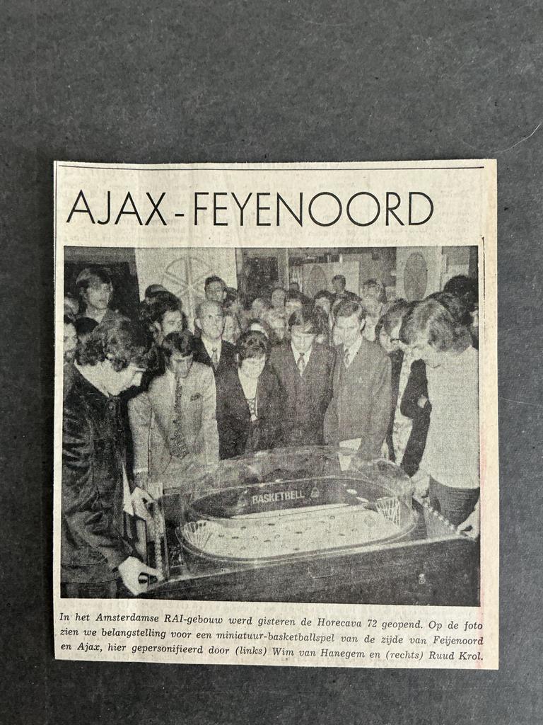 Voetbal krantenartikel Ajax Feyenoord Hanegem Krol jan.1972, Ophalen of Verzenden, 1960 tot 1980, Knipsel(s)